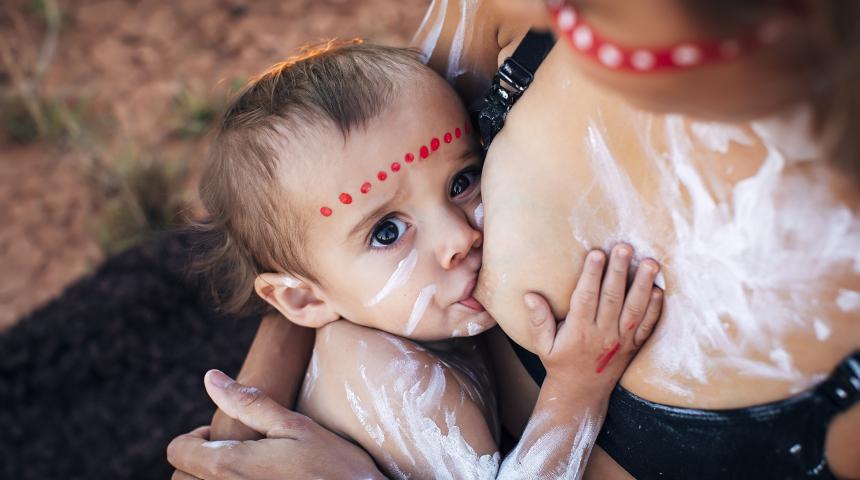 Indigenous baby and mother