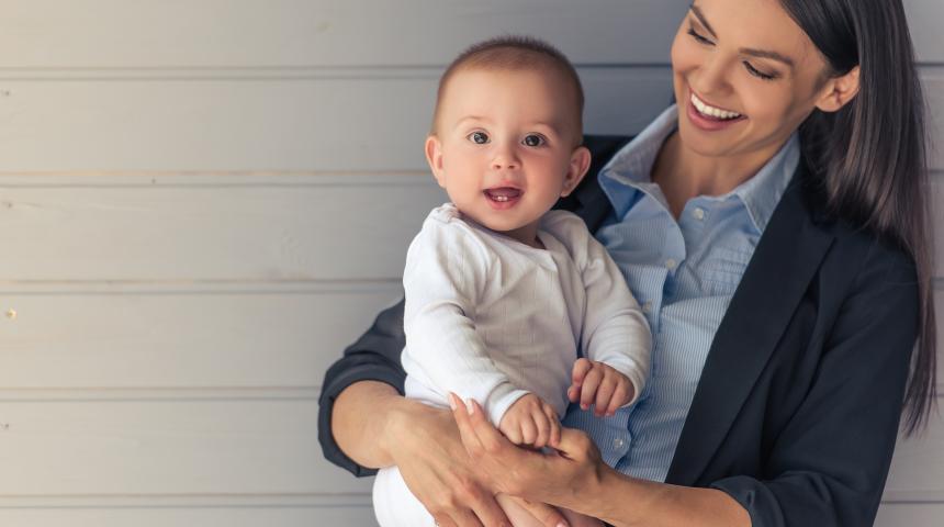 Business lady with baby