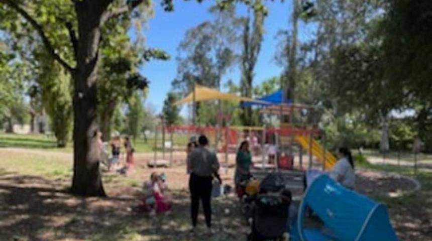 chat and play in the park