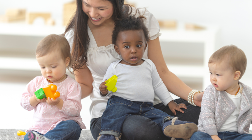 Early childhood education and care education with three infants