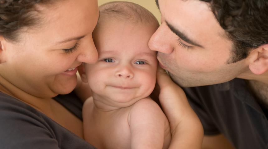 Family with young baby