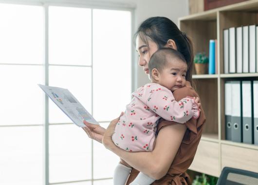 Working mother with baby
