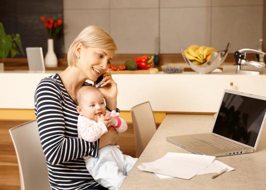 mother talking on phone