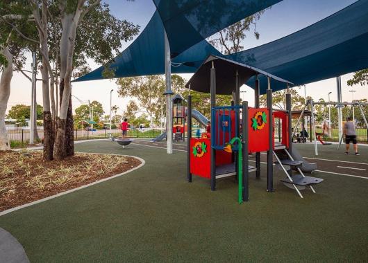 sheltered playground with trees