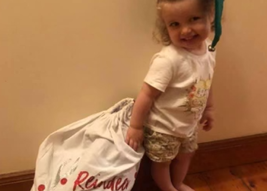 Toddler with santa hat