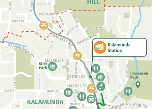 Map showing trail location and key features