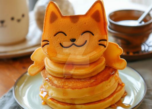 Kitty shaped pancakes