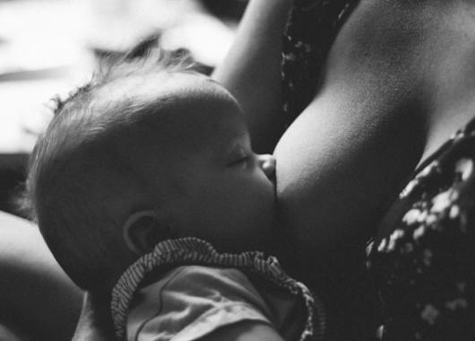 A baby at the breast