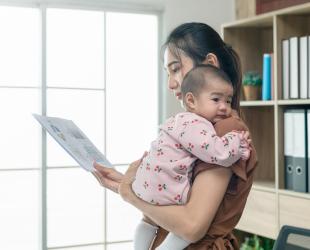 Working mother with baby