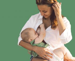 Mother and baby breastfeed