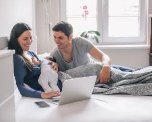 Parents and newborn participating in Newborn Virtual Village