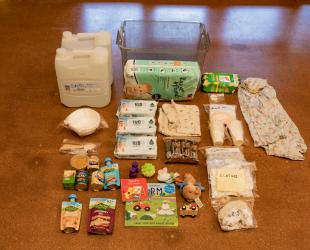 Contents of an evacuation kit for a baby fed EBM and solid foods