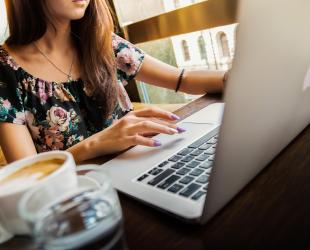 Woman working from computer