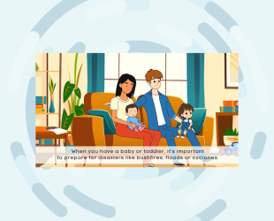 Still image from the animated emergency support video