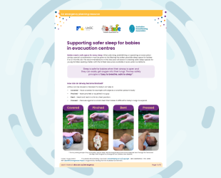 Image of first page of the support safer sleep for babies handout