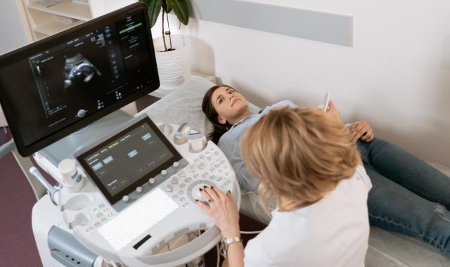 Woman having scan