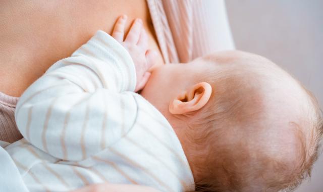 back view of baby feeding