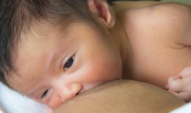 Close up of baby feeding