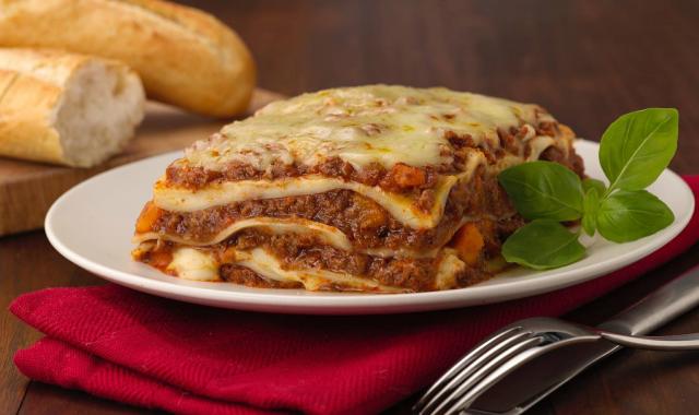 A plate of lasagne