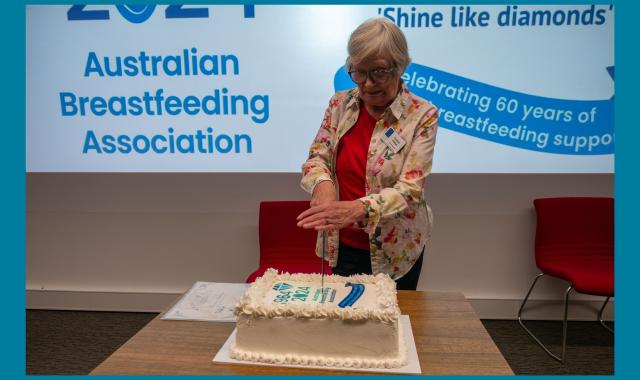 Fran Fiddian cuts VIC Branch 60th birthday cake