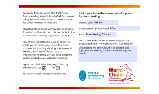 The warm chain of support for breastfeeding in Australia | Australian ...
