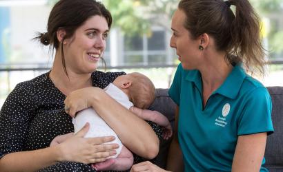 Counsellor with mother and baby