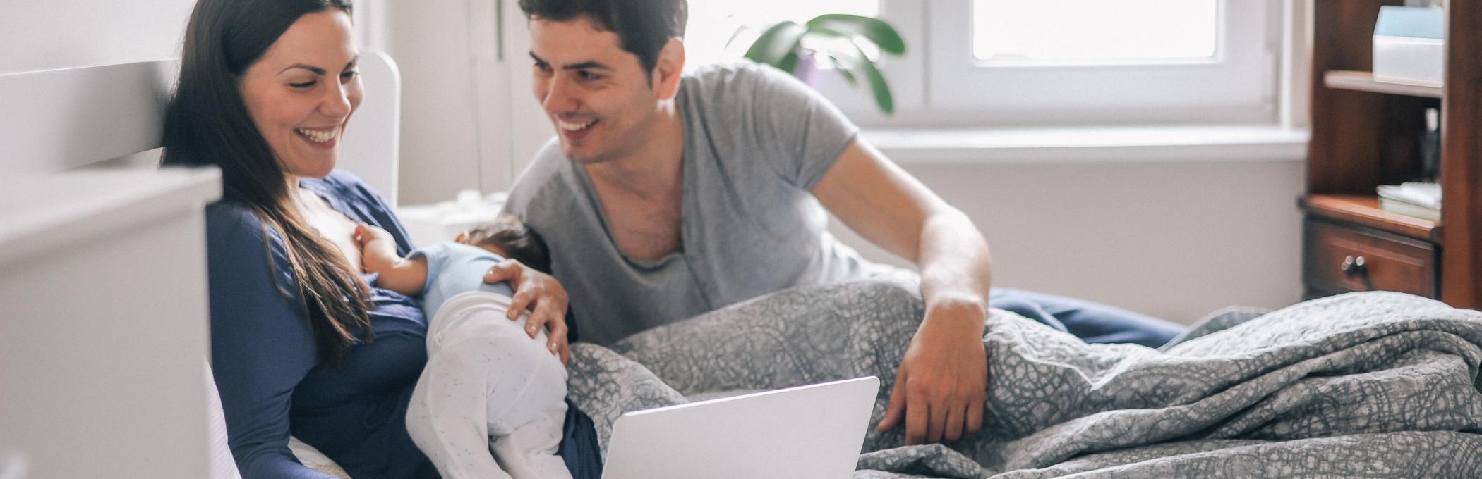 Parents and newborn participating in Newborn Virtual Village